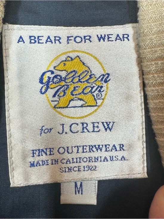 GOLDEN BEAR BY J.CREW Men’s Medium Grey Blue Bomber Jacket Raglan Sleeves - Picture 3 of 10